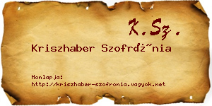 Kriszhaber Szofrónia névjegykártya